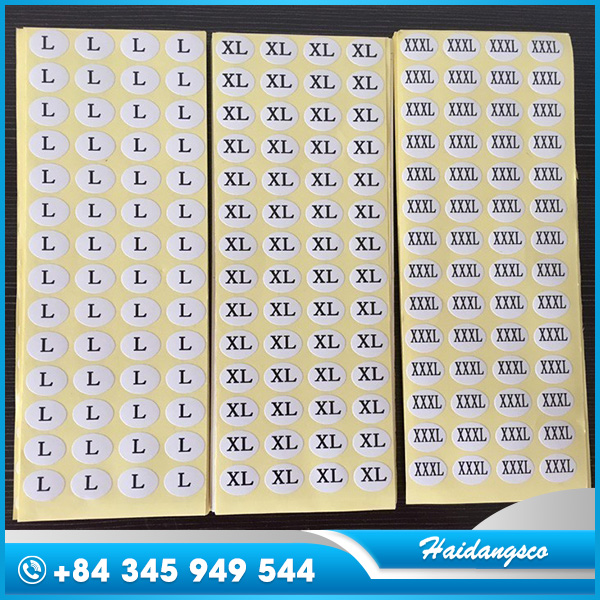 Clothing size sticker