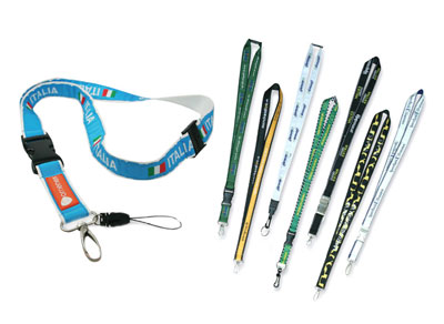 Patterned woven plastic lanyard