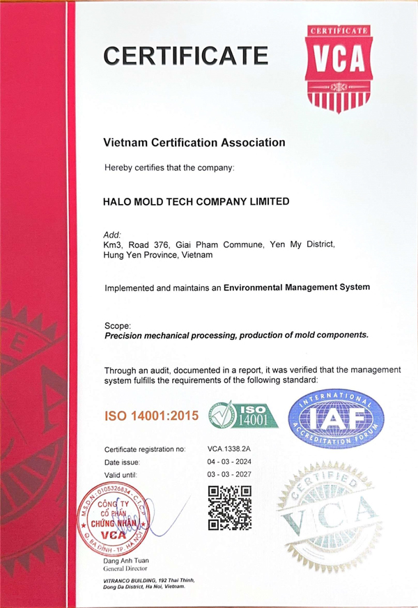 ISO 14001:2015 certificate