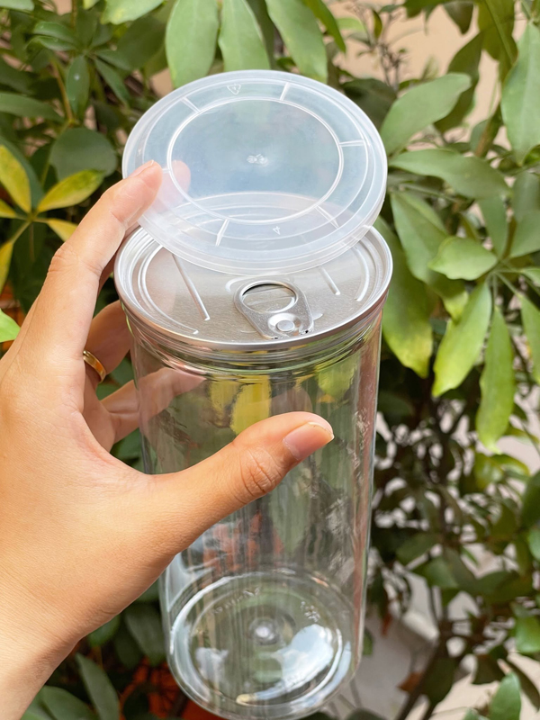 Round PET jars with aluminum pull-cap and push plastic cap