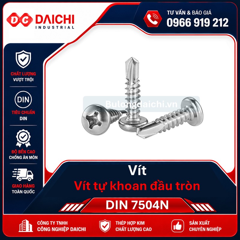 Stainless steel and galvanized steel round-head self-drilling screws