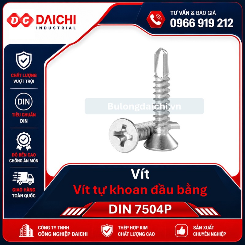 Steel and 304 stainless steel flat-head self-drilling screws