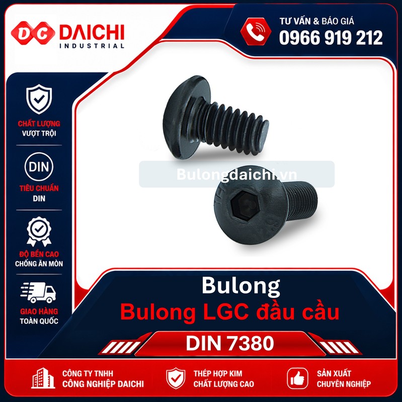 Black steel DIN 7380 hex socket button head bolt