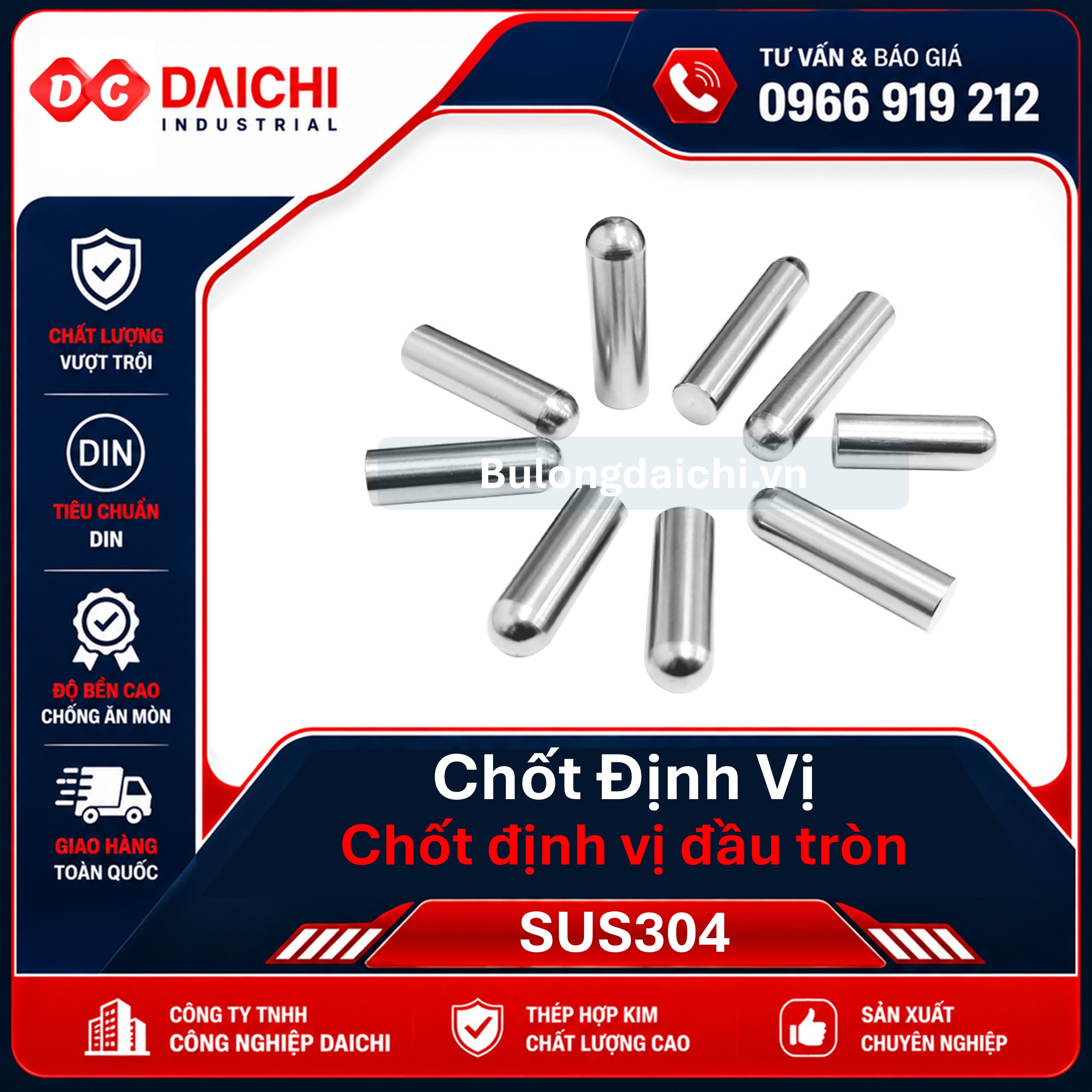 304 Stainless Steel Round-Head Locating Pin