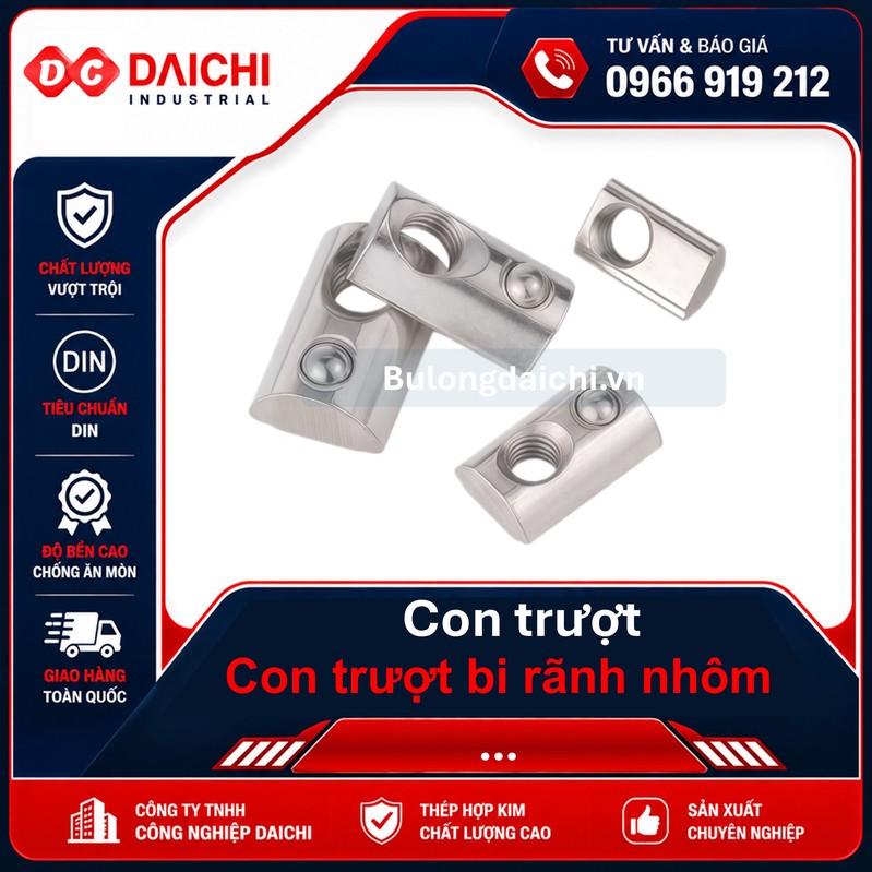 Ball-bearing sliding blocks for aluminum profiles (sizes 20, 30, 40, 45, 50, 60)