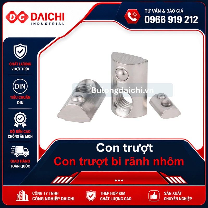 Ball-bearing sliding blocks for aluminum profiles (sizes 20, 30, 40, 45, 50, 60)