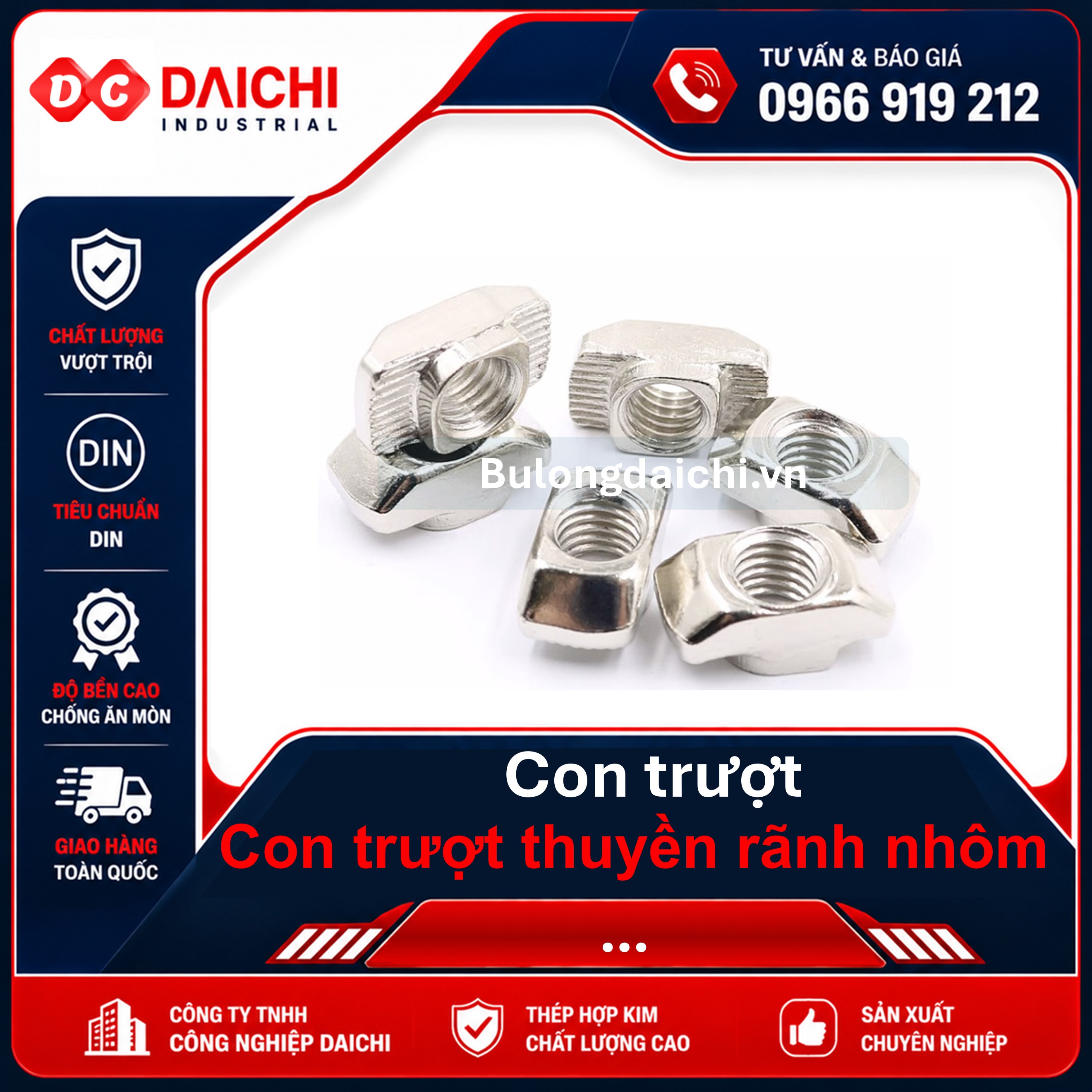 T-nut for aluminum profiles (sizes 20, 30, 40, 45, 50, 60)