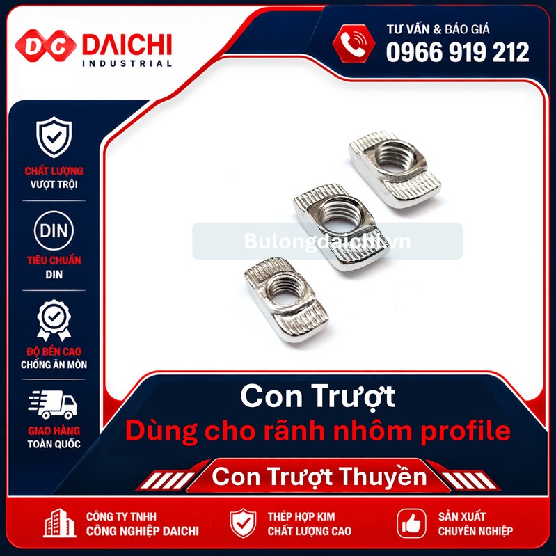 T-nut for aluminum profiles (sizes 20, 30, 40, 45, 50, 60)