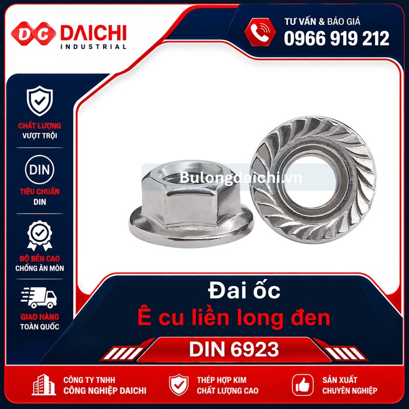 Stainless steel hex flange nut (DIN 6923)