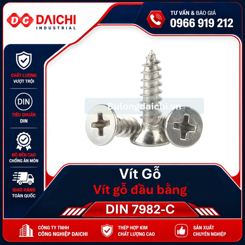 Steel and stainless steel flat-head wood screws