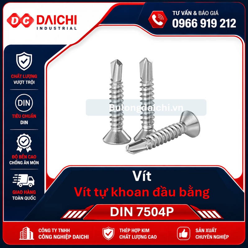 Steel and 304 stainless steel flat-head self-drilling screws