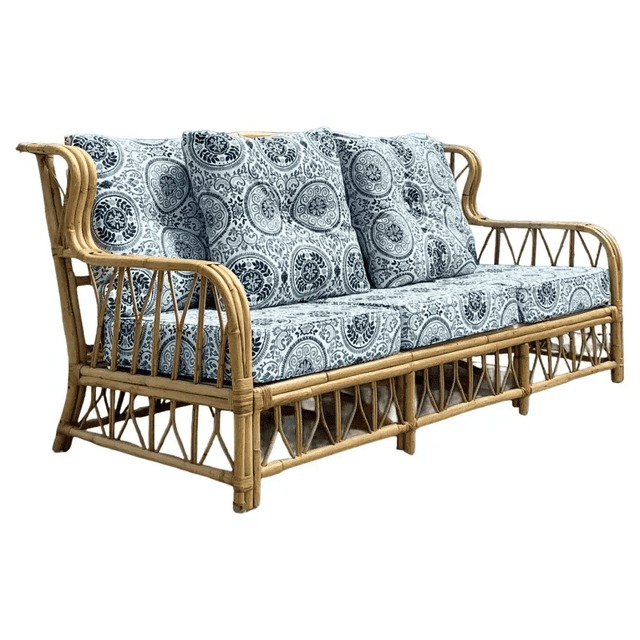 3-seater rattan sofa with cushions
