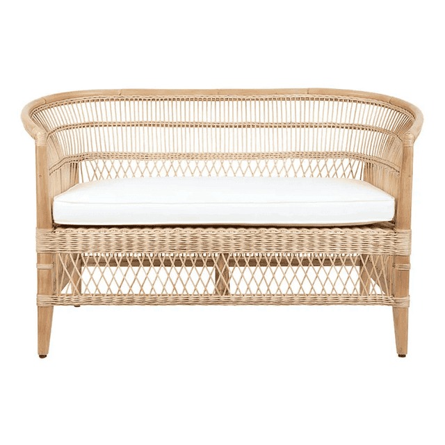 Rattan 2-seater sofa with cushion