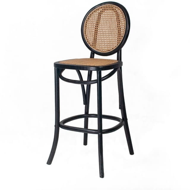 Rattan bar stool with backrest