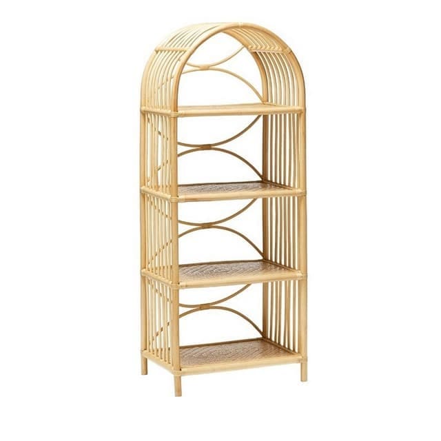 Rattan bookshelf / display shelf with an arched top design