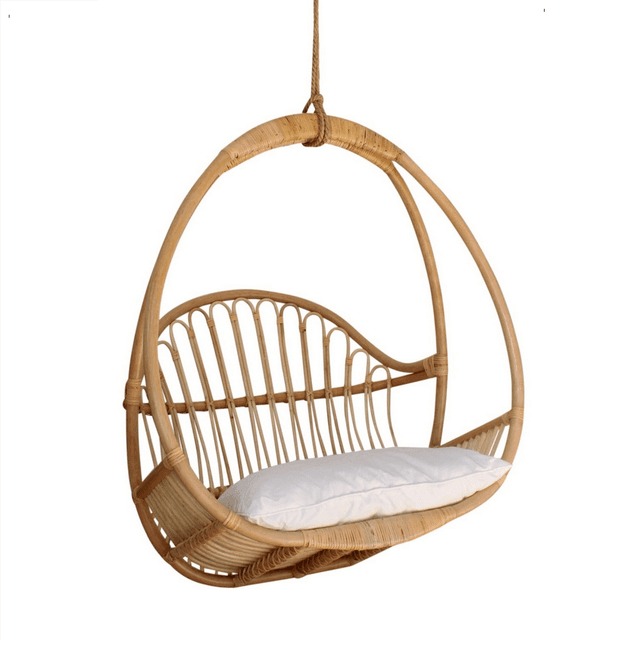 Rattan hanging swing chair (wide seat, loveseat style)