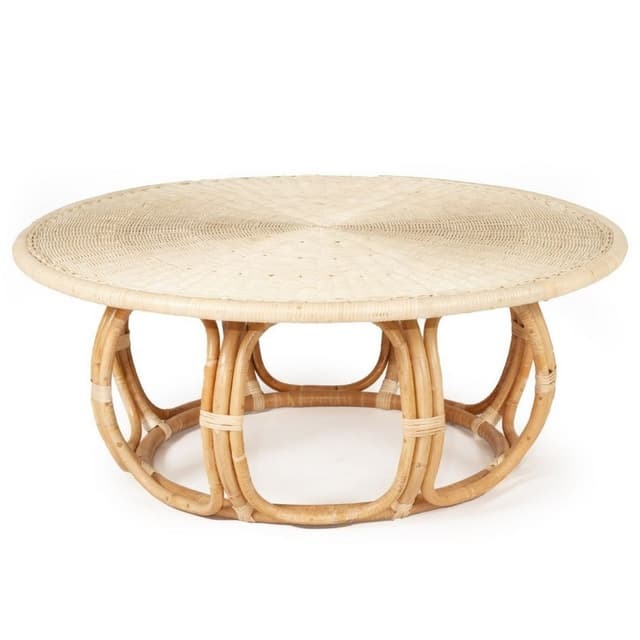 Round rattan coffee table