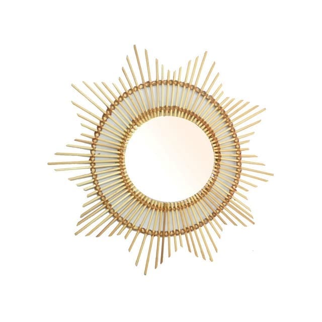 Sunburst rattan wall mirror