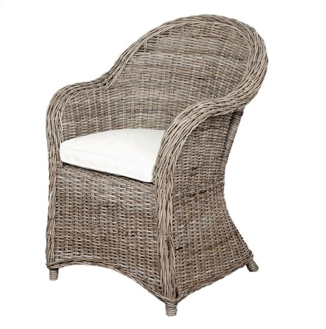 Wicker rattan armchair with cushion