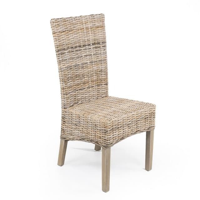 Woven wicker rattan dining chair with high backrest