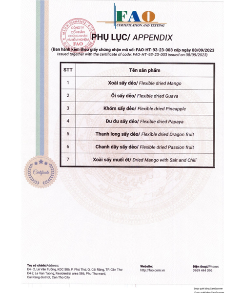 ISO 22000-2018 certificate