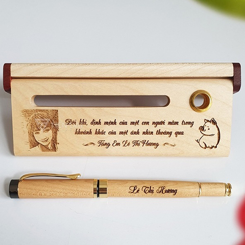 Engraved wooden pen