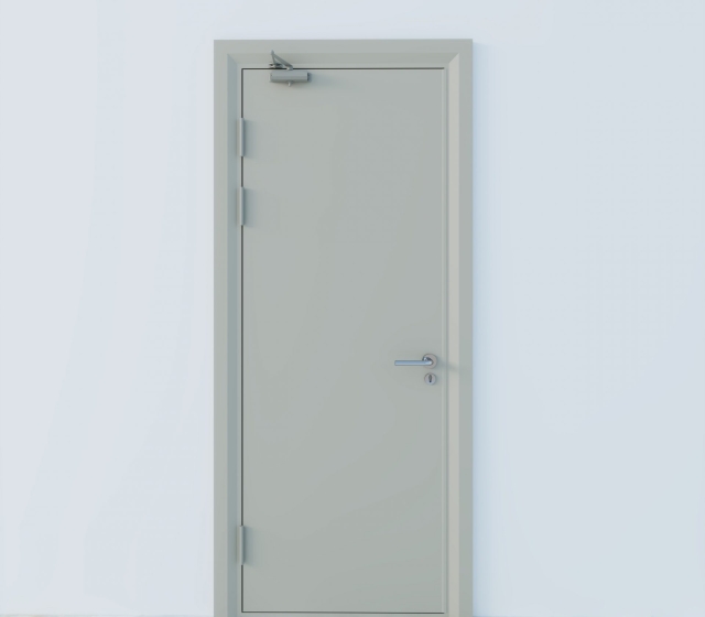 Single-leaf fire-rated steel door