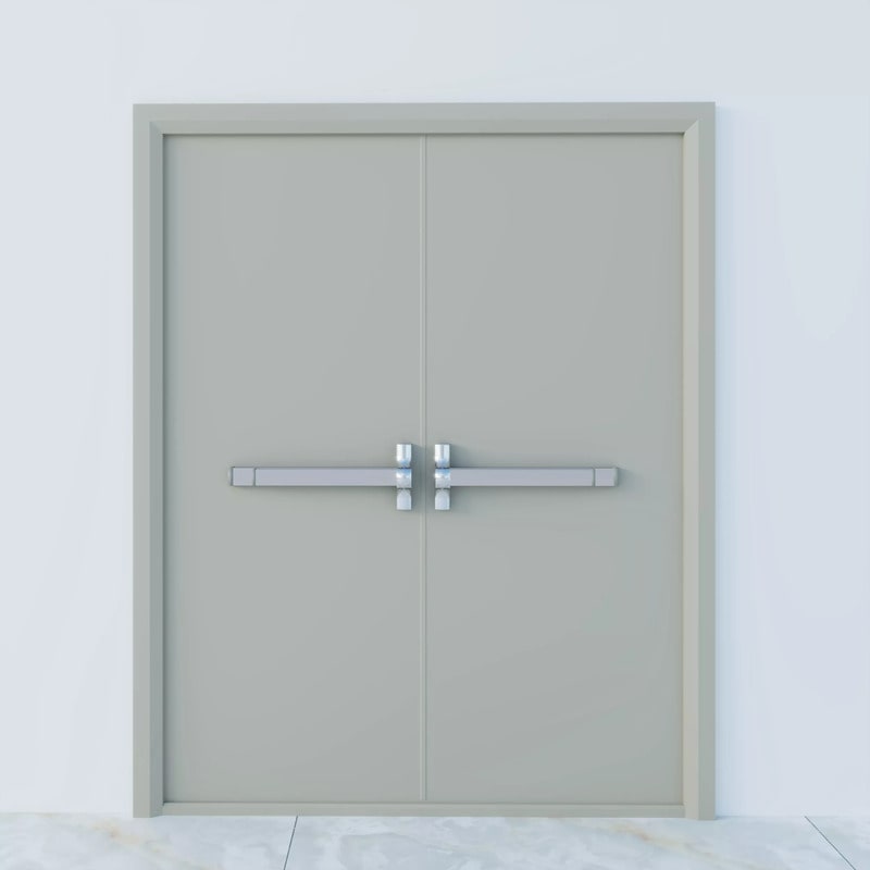 Double-leaf fire-rated steel door