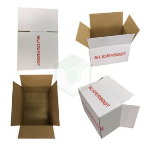 White flexo-printed cardboard box