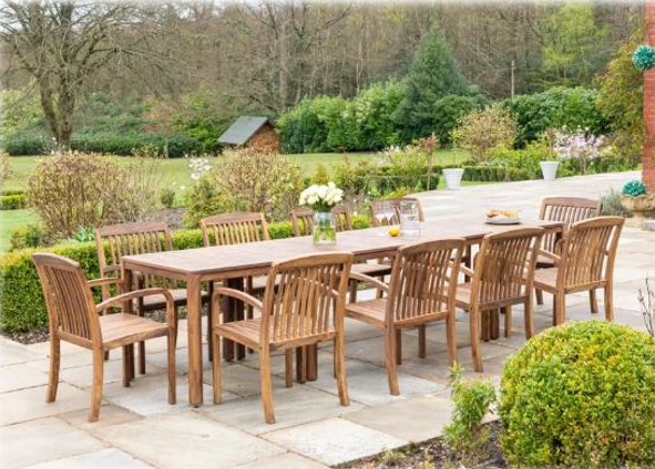 Outdoor wooden table and chair
