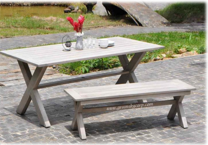 Outdoor wooden table and chair