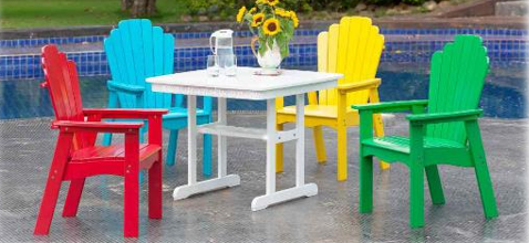 Outdoor wooden table and chair