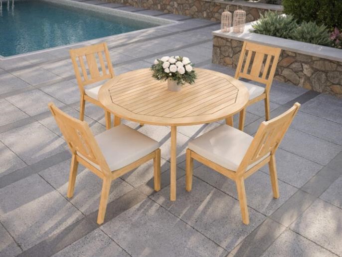 Wooden cafe table and chair