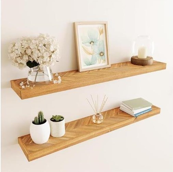 Wooden shelves