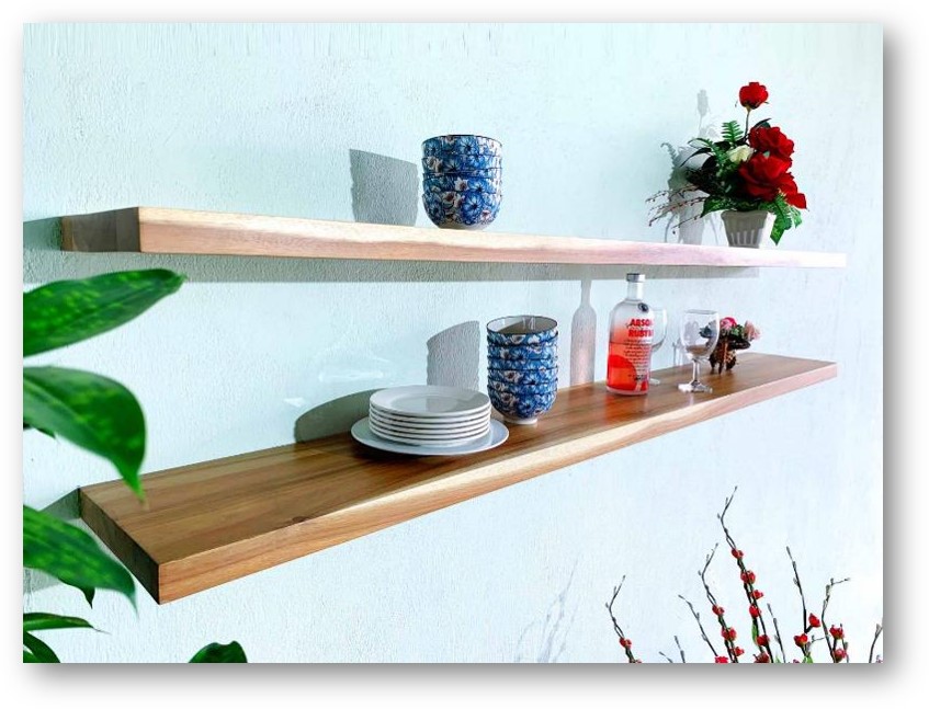 Wooden shelves