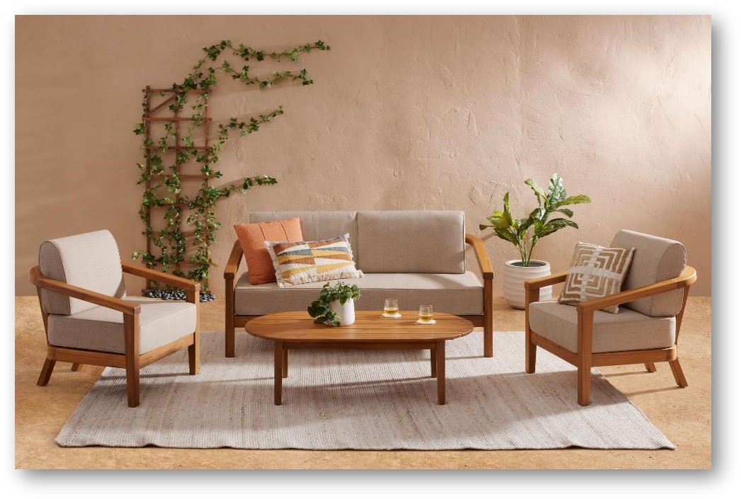 Acacia sofa in with PU teak look