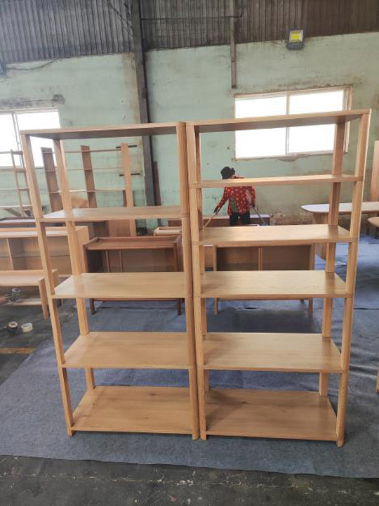 Multi-tier wooden shelf