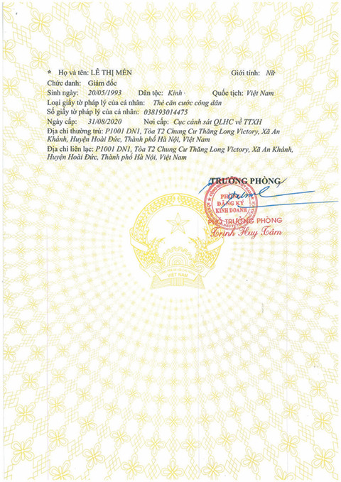 Business registration certificate