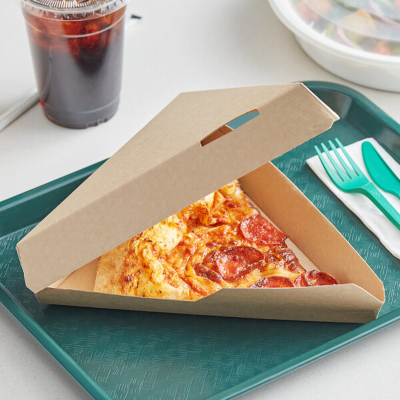 Corrugated kraft clamshell pizza slice box