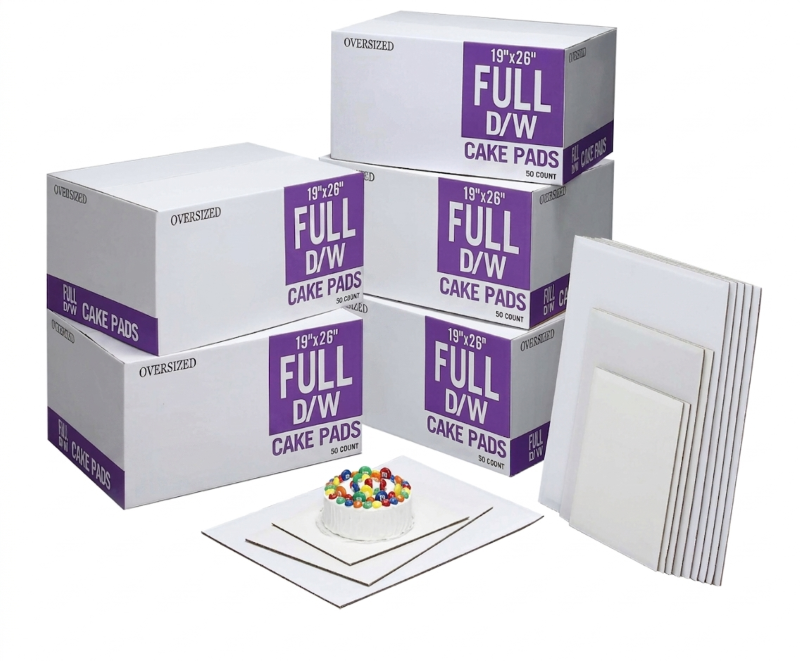 White-kraft double wall square full sheet cake pads