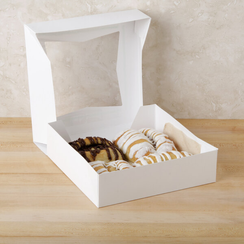 White customizable auto-popup window bakery box