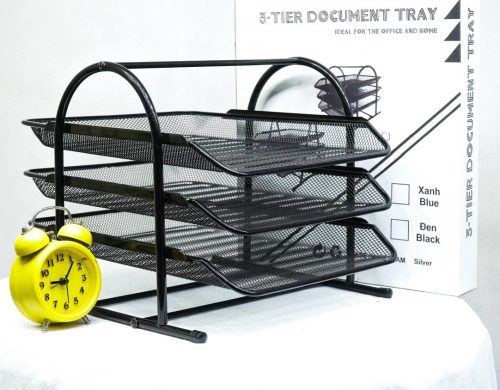 U-shaped 3-tier powder-coated file rack