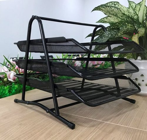 3-tier powder-coated file rack