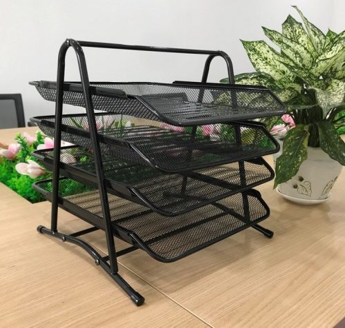 4-tier metal mesh document rack