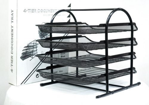 U-shaped 4-tier powder-coated document tray