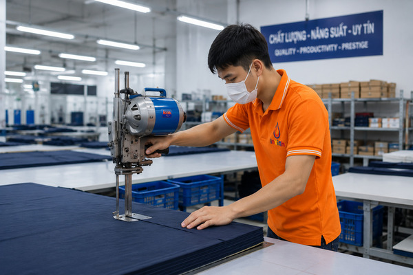 Fabric cutting section