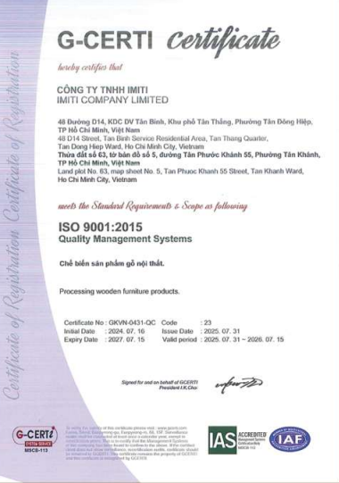 ISO 9001:2015 certificate