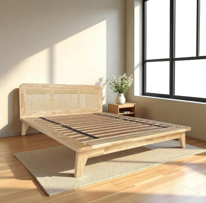 Solid wood Japanese joinery bed frame