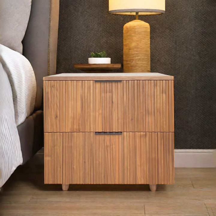 Acacia wood nightstand