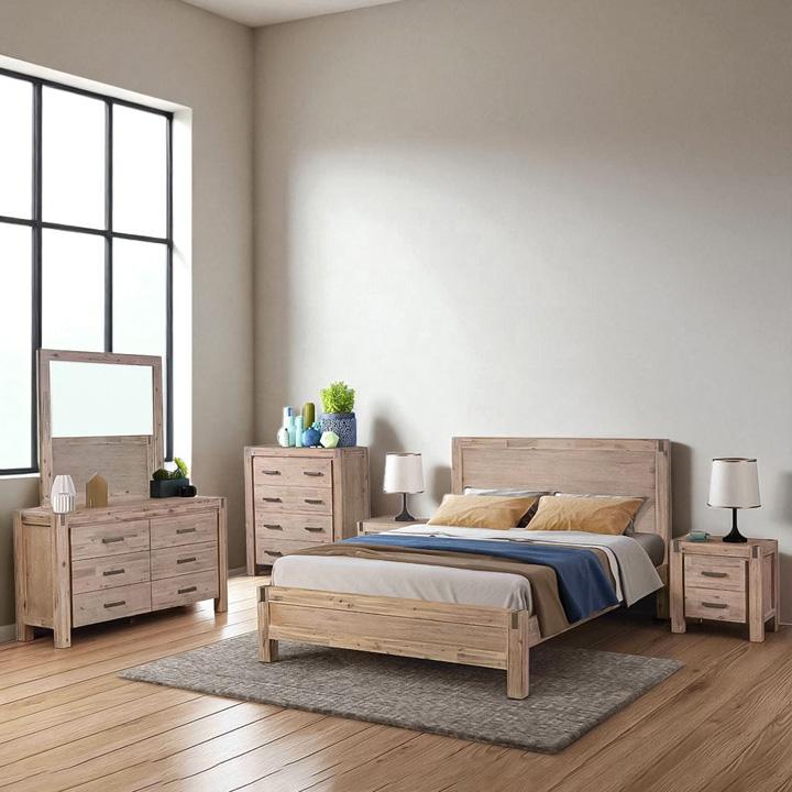 Solid acacia wood bedroom set